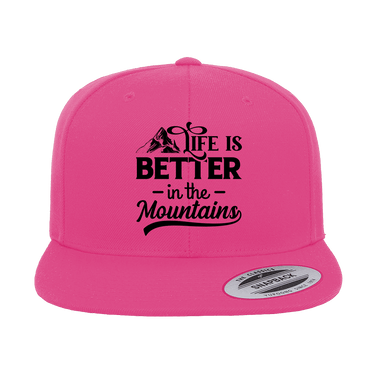 Hiking Life Is Better In The Mountains Embroidered Flat Bill Cap